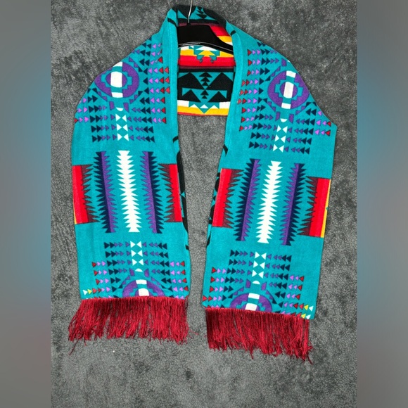 Fleece Reversible Multicolored Native American Inspired Scarf - Picture 1 of 3